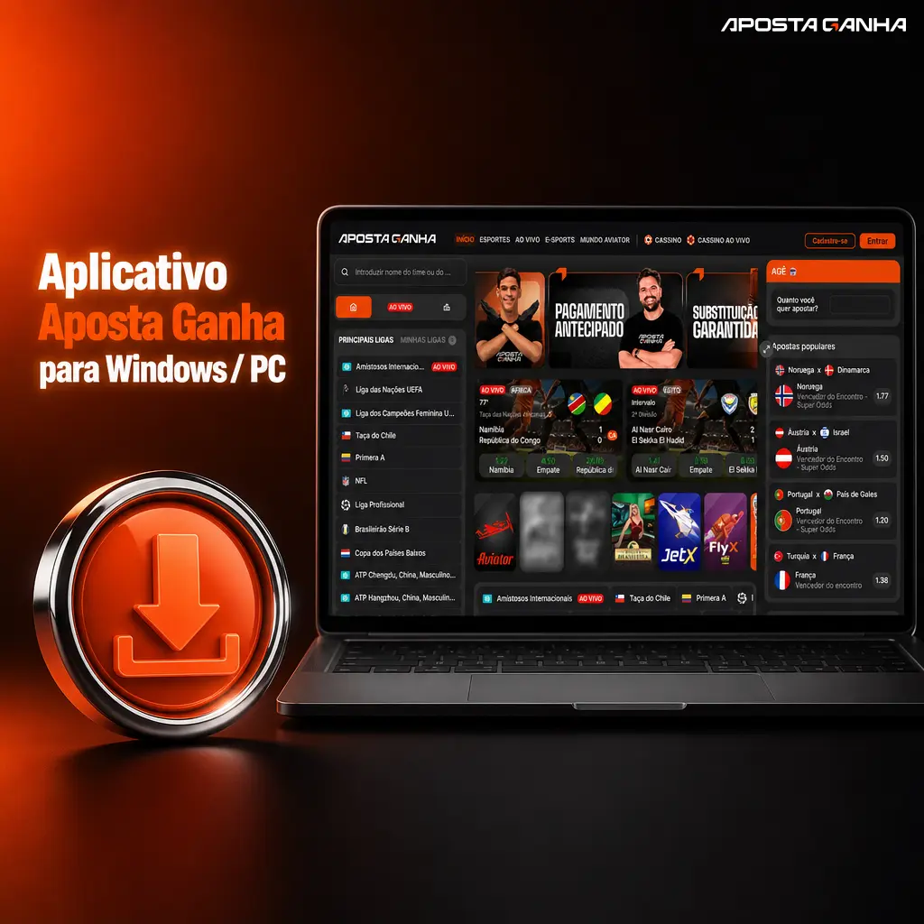 Aplicativo Aposta Ganha para Windows/PC: ícone na área de trabalho para acesso rápido sem navegador
