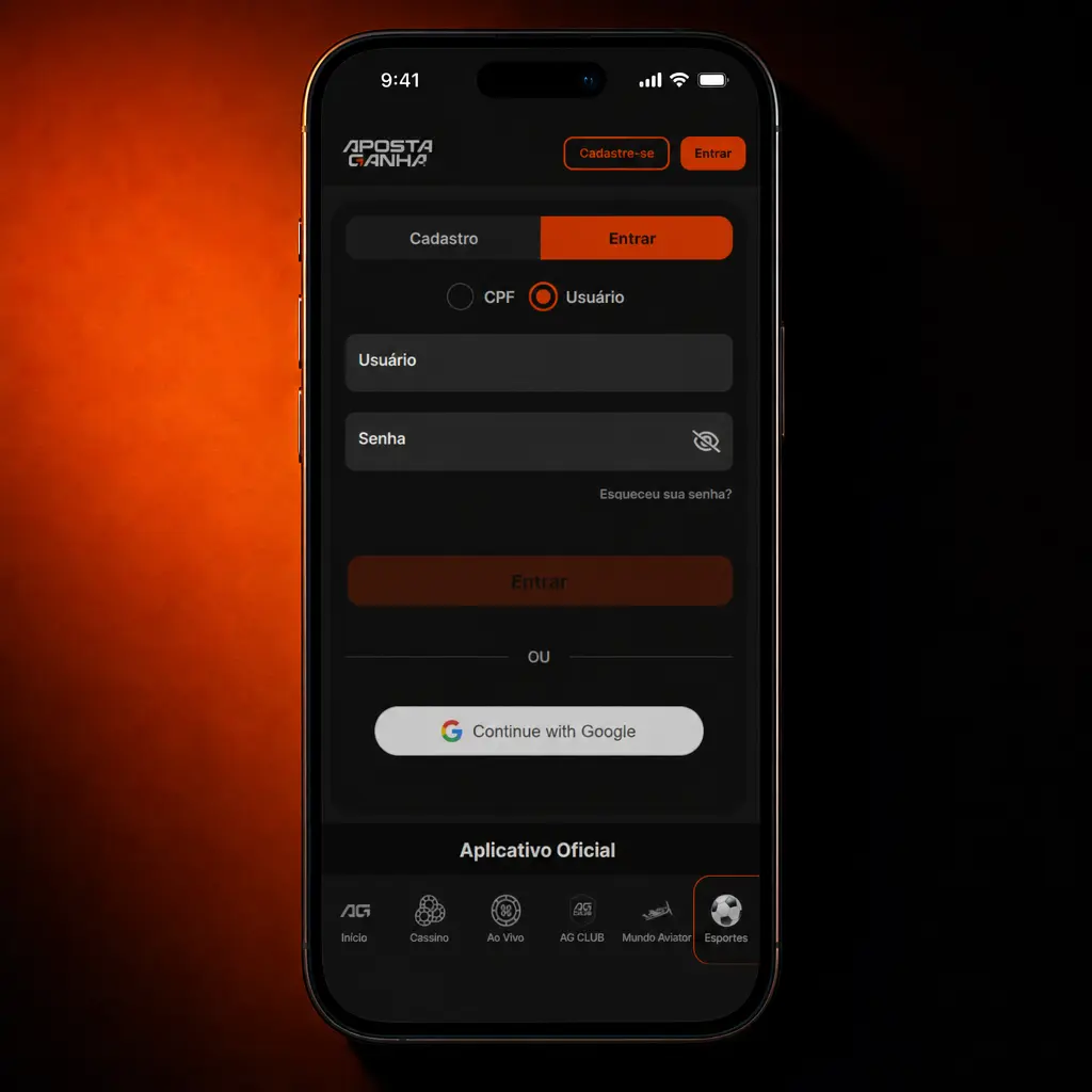 Tela de login mostrando campos para e-mail ou telefone e senha, com botão para acessar o painel da conta.