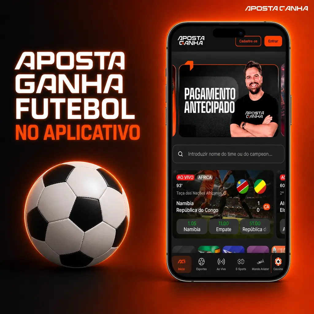 Aplicativo Aposta Ganha exibindo mercado de futebol completo com odds e apostas em tempo real no celular
