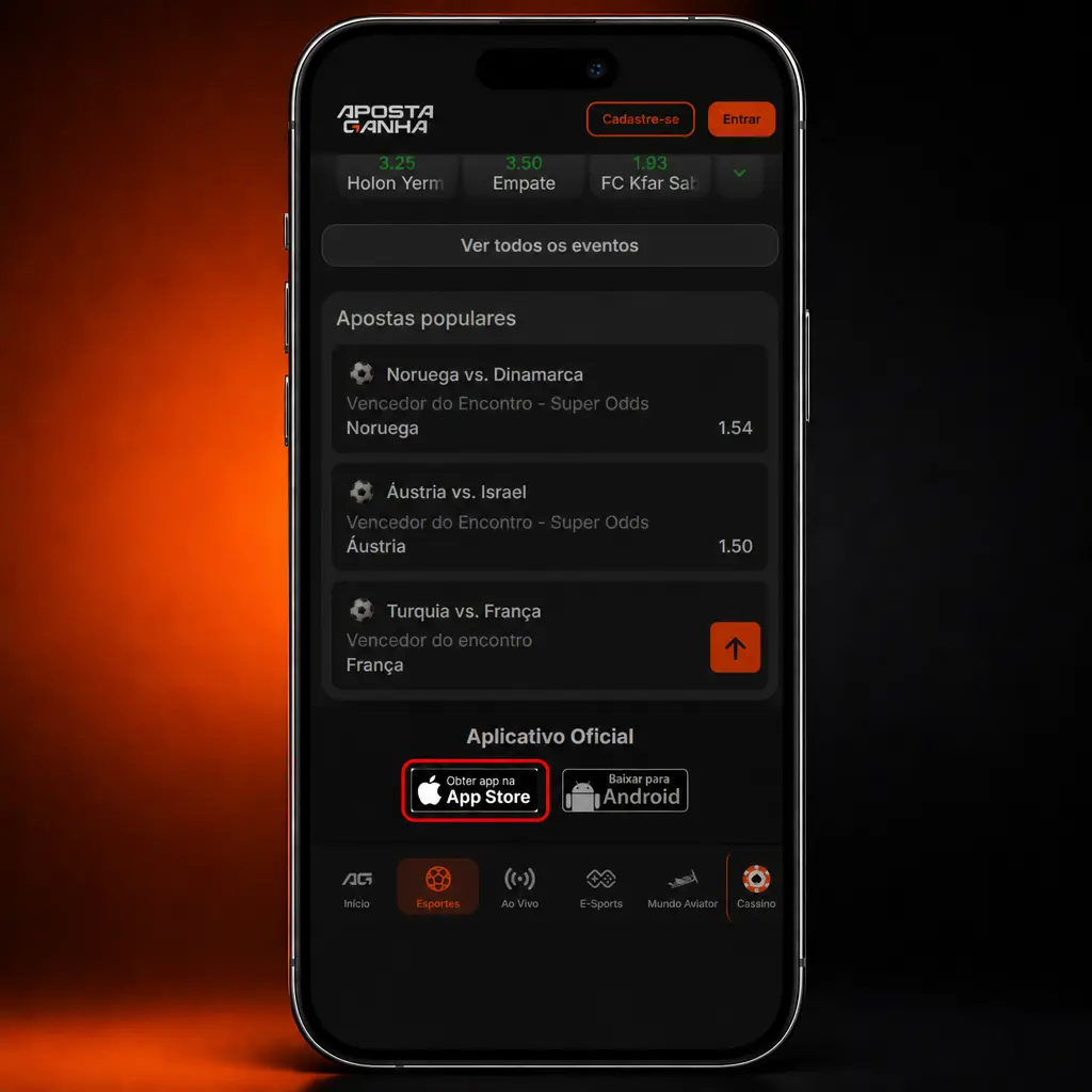 Passo a passo para baixar e instalar o app Aposta Ganha em iPhone ou iPad pela App Store