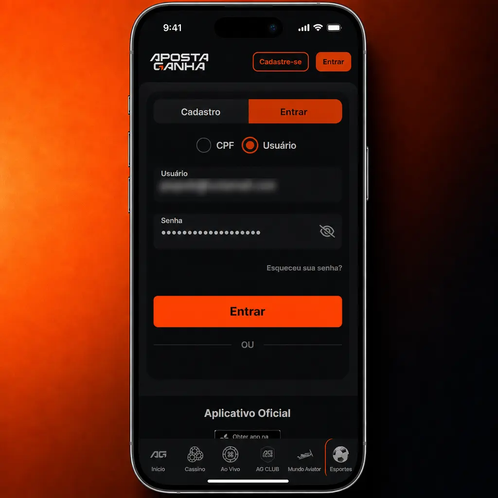 Tela de verificação de conta (KYC) da Aposta Ganha para envio de RG, CNH ou comprovante de residência.