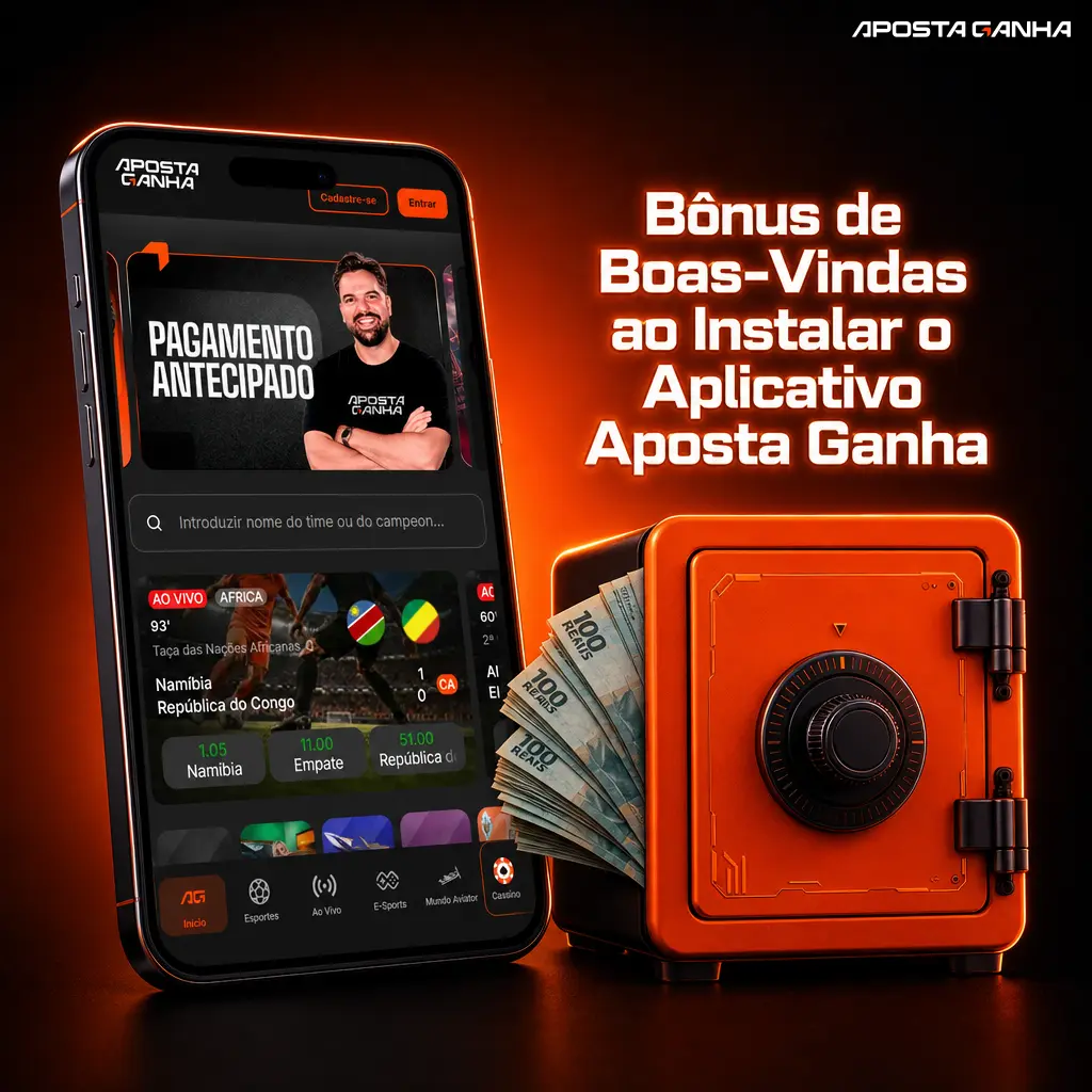 Bônus de boas-vindas do aplicativo Aposta Ganha: 100% no primeiro depósito esportivo, de 20 a 200 BRL