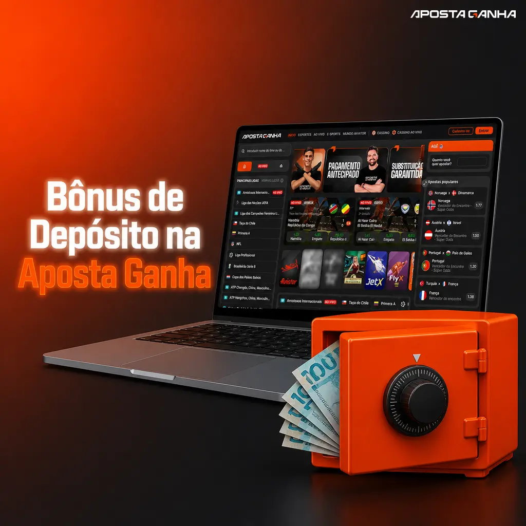 Bônus de depósito na Aposta Ganha: até 100% no primeiro depósito, rodadas grátis e cashback semanal em promoções recorrentes.