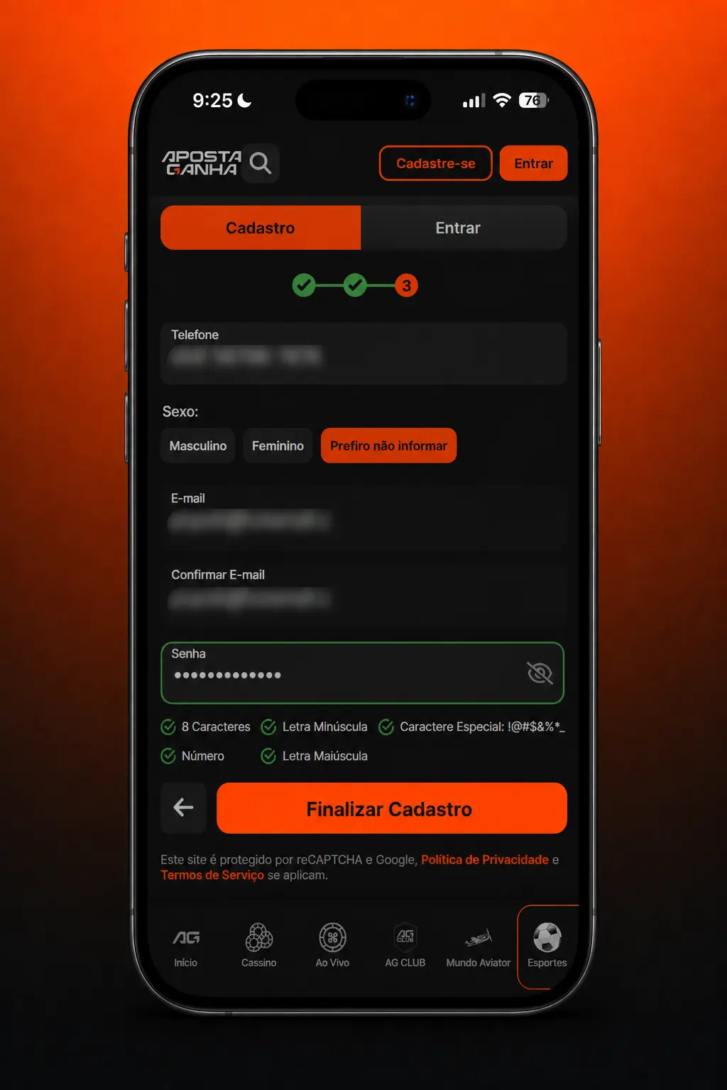 Tela do aplicativo Aposta Ganha mostrando como apostar: escolha do esporte, valor e confirmação do bilhete.