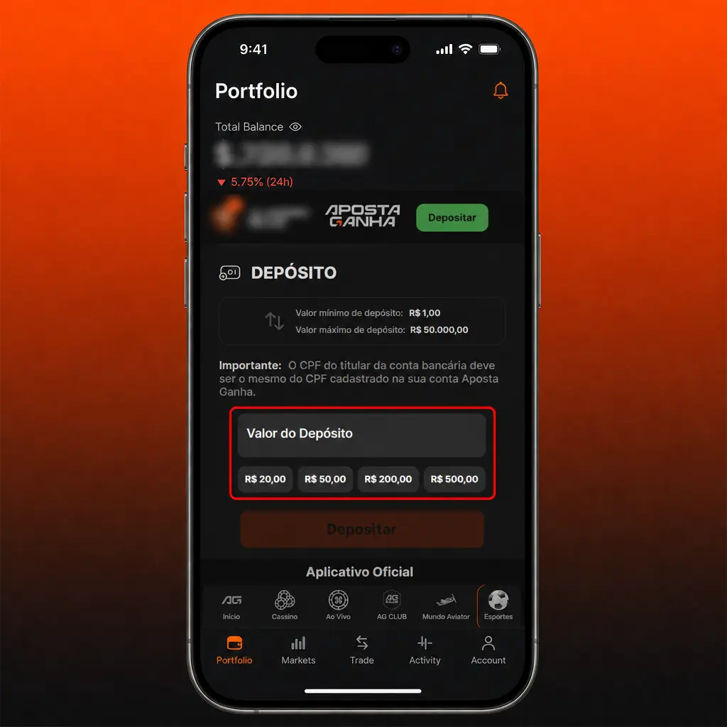 Passo a passo para depositar na Aposta Ganha via Pix, AstroPay ou criptomoeda de forma rápida e segura.