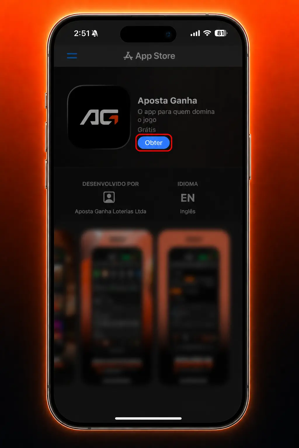 Passo a passo para baixar o aplicativo Aposta Ganha em iPhone ou iPad pelo Safari, sem usar a App Store.
