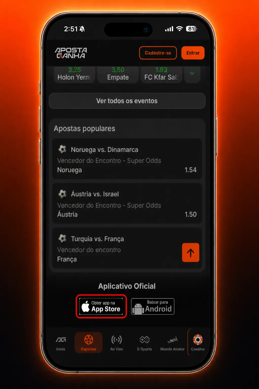 Passo a passo para baixar o aplicativo Aposta Ganha no iPhone ou iPad via Safari, sem usar a App Store