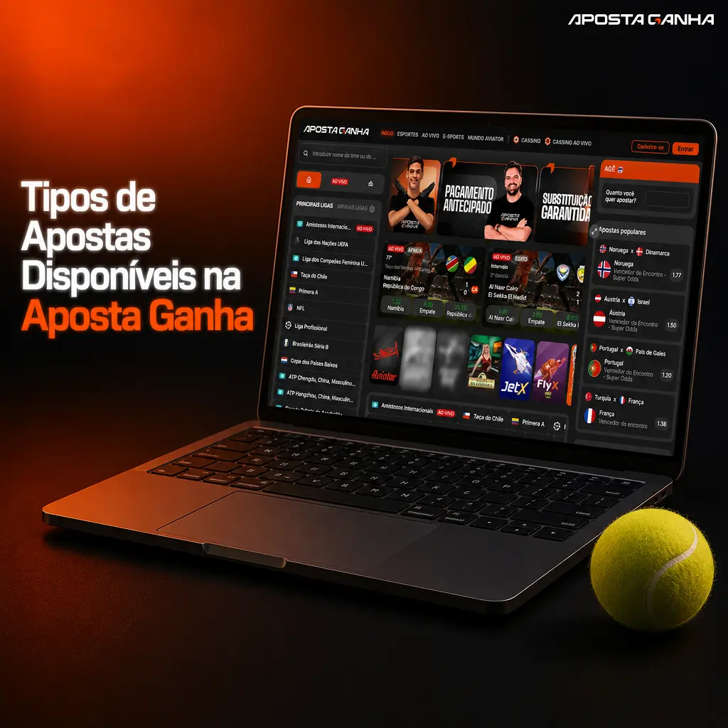 Tipos de apostas na Aposta Ganha: simples, múltipla e sistema, com exemplos de cálculo de retorno em cada modalidade.